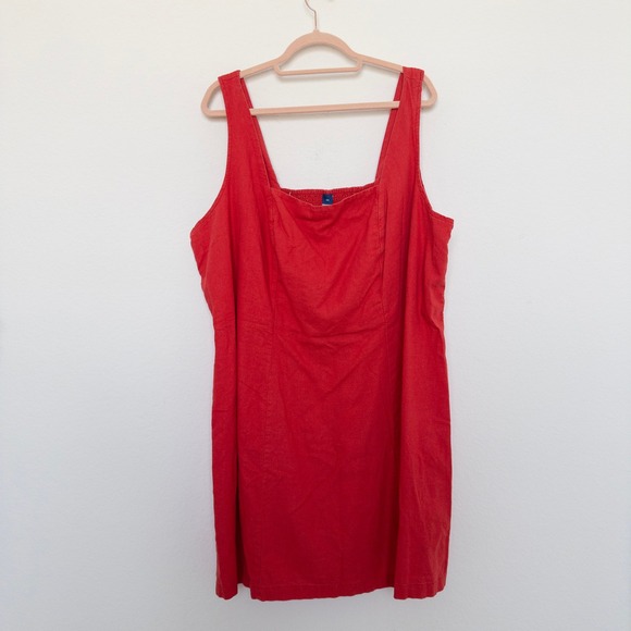 Old Navy Womens Linen Dress Size 3X Red Sleeveless Mini Sundress Coastal Cottage - Picture 1 of 7